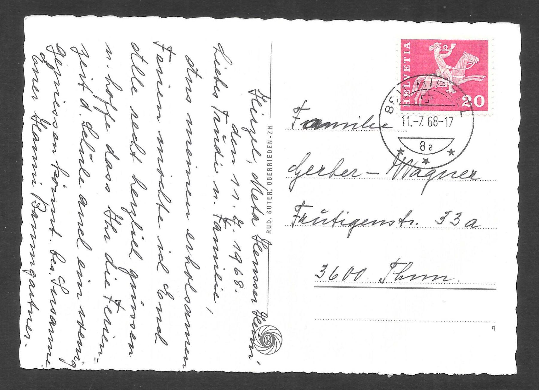 Cartoline postali: Hirzel Teilansicht mit Etzel Rossberg und Glärnisch – Usato da Olten venduto da clotaldi 1