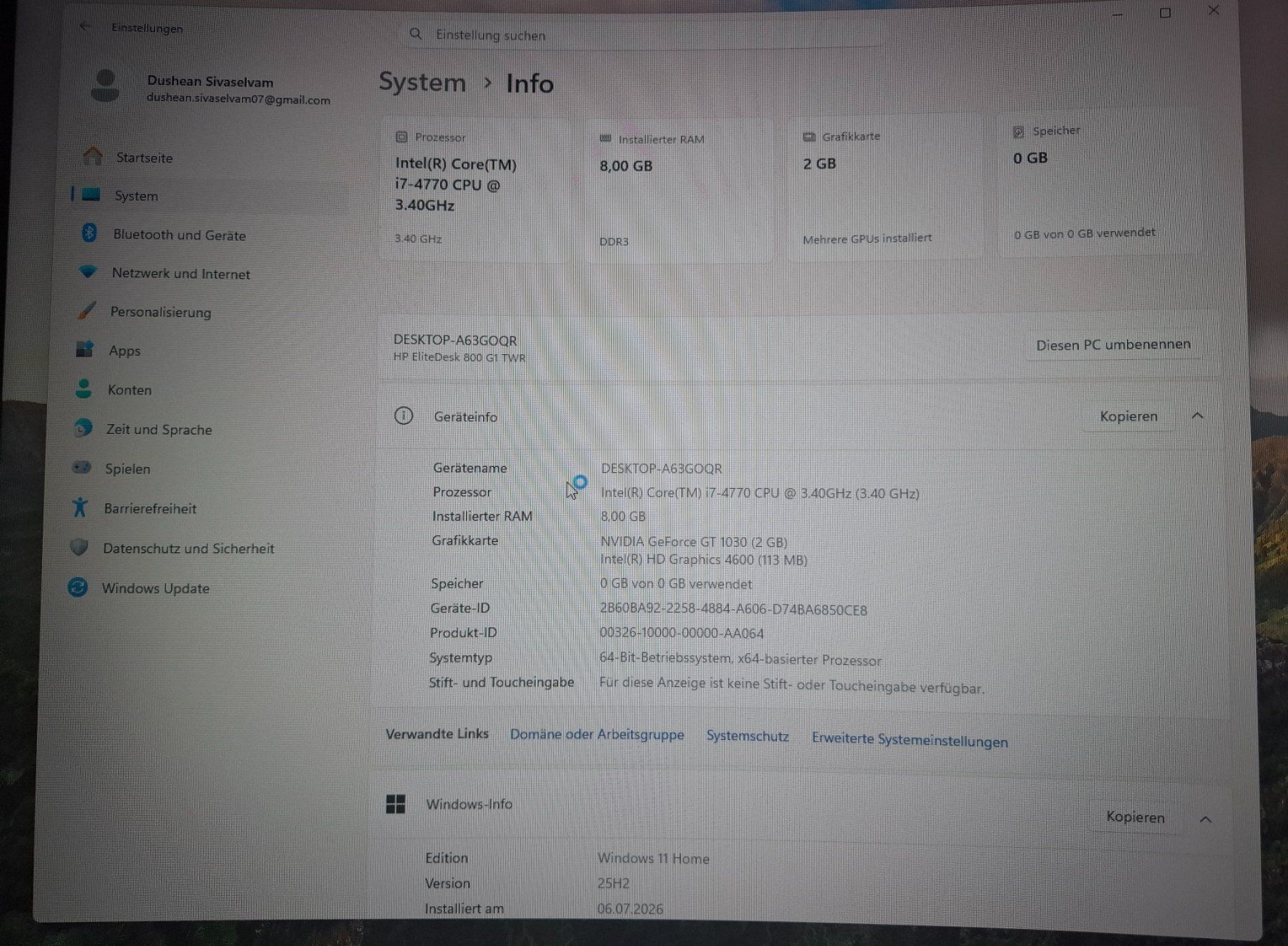 Intel PCs: HP EliteDesk PC / Intel i7 / 8 GB RAM – Gebraucht aus Worblaufen von siva024 3