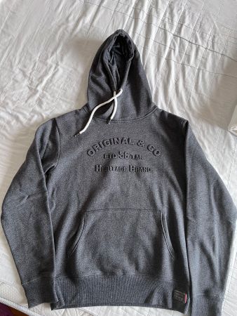 Warm Men's Grey Hoodie, Size L, Cozy Winter Essential