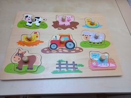 Zwei schöne Holzsteckpuzzle