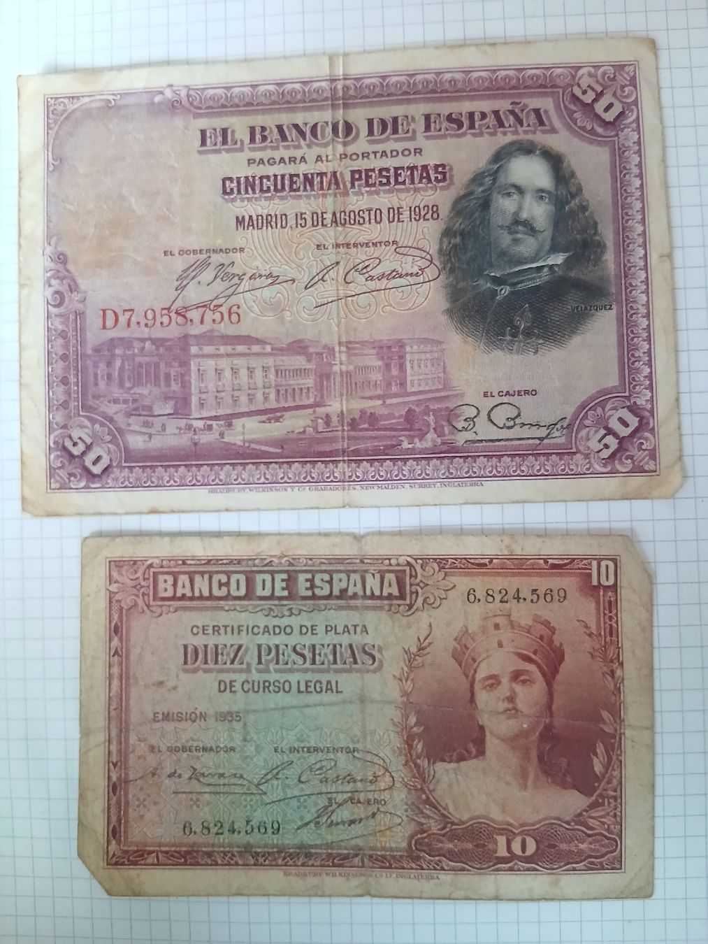 Banconote: Spanische Pesetas aus den 20er/30er – Usato da Bremgarten AG venduto da pia_8gw8