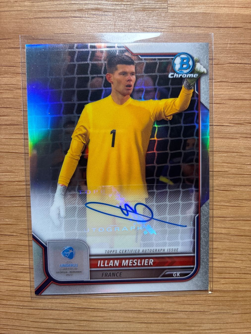 Topps Carte collezionabili: Topps Bowman Chrome Illan Meslier Frankreich Autogramm – Usato da Wangenried venduto da Garagara
