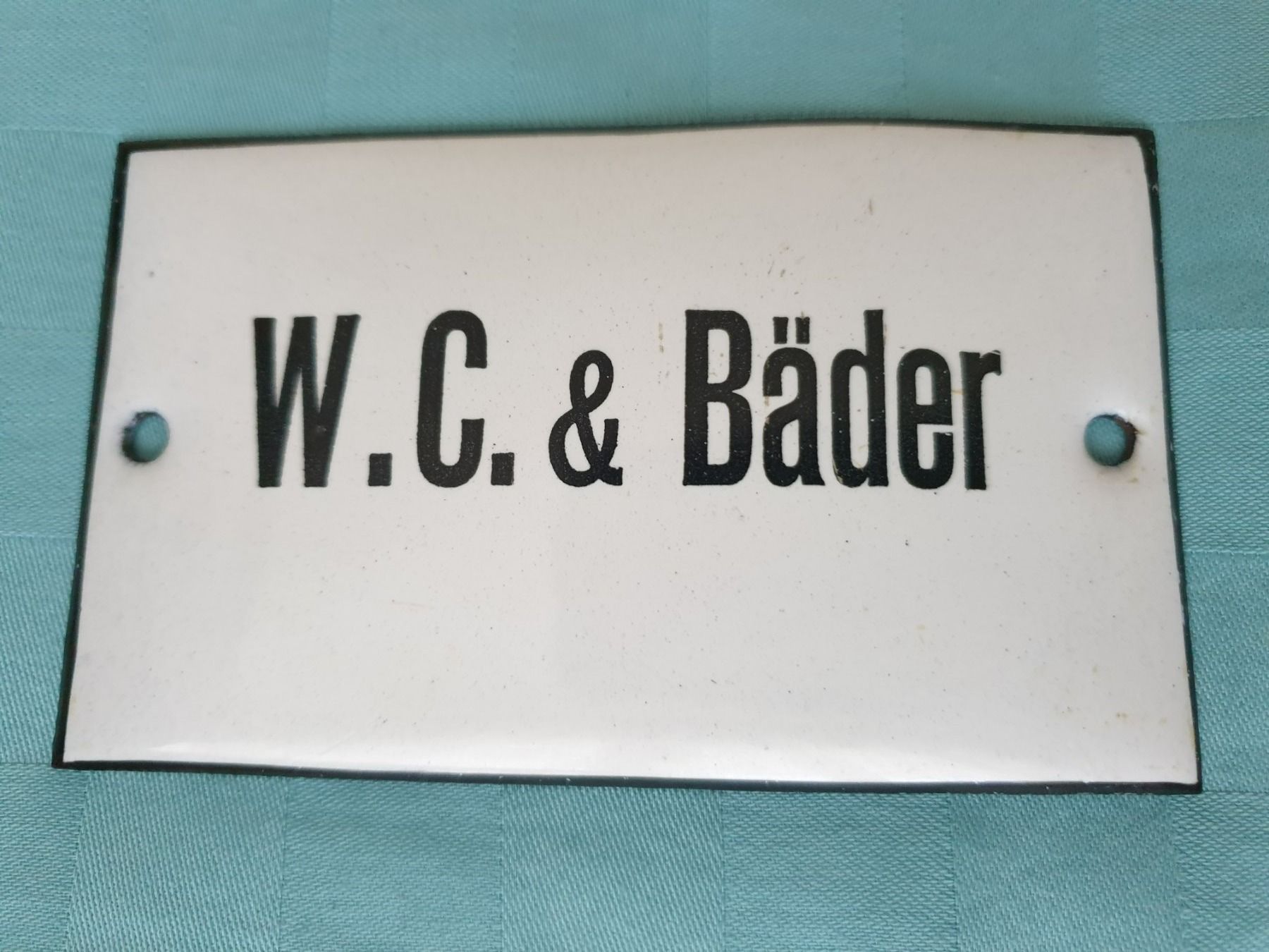 Insegne: Altes Email Schild  W.C. & Bäder – Usato da Mörschwil venduto da spirspi