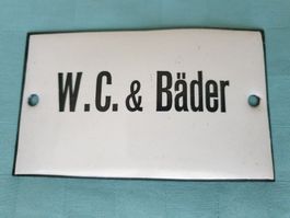 Altes Email Schild  W.C. & Bäder