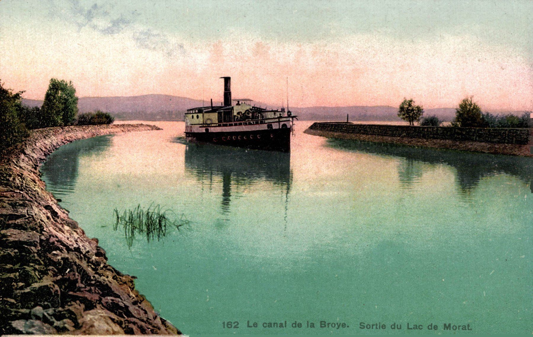 Cartoline postali: Le Canal de la Broye. Sortie du Lac de Morat – Usato da Bronschhofen venduto da Astore