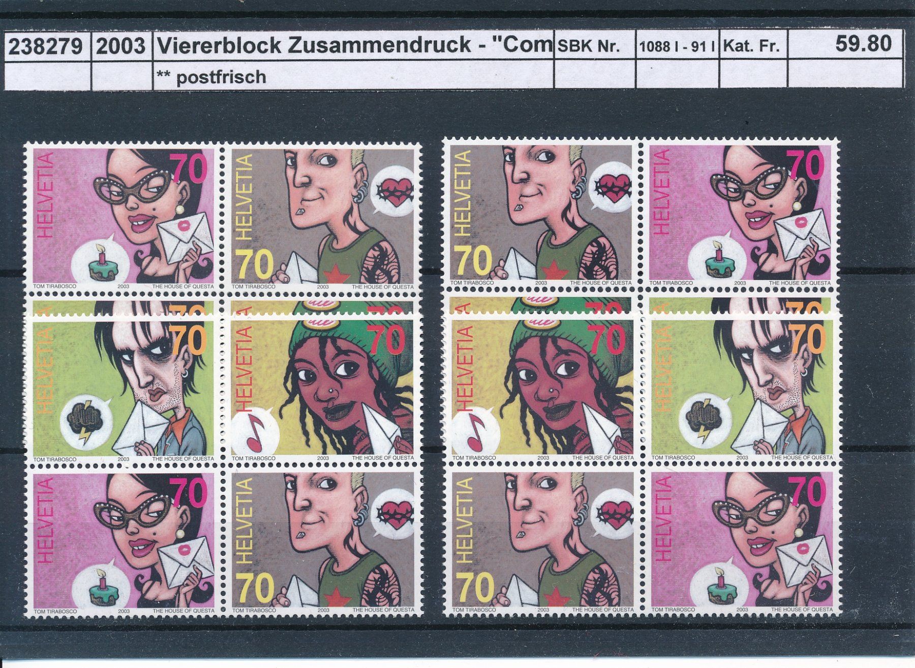 Tutti i francobolli: 2003 "Comics" - Zusammendruckpaare,  ** postfrisch – Nuovo (secondo la descrizione) da Winterthur venduto da Zupogeru