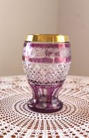 Böhmischer Crystal Vase , Rubinrot mit Goldumrandung