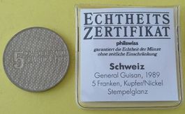 1989 Sonder Fünfliber - General Guisan - 5 Franken Münze