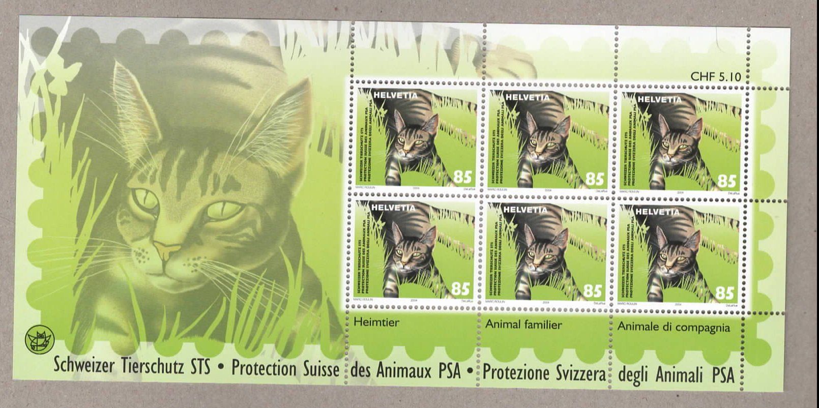 Tous les timbres: Kleinbogen** 2014  Schweizer Tierschutz - Katzen  (E – Neuf (Voir description) à Ruggell par Masescha