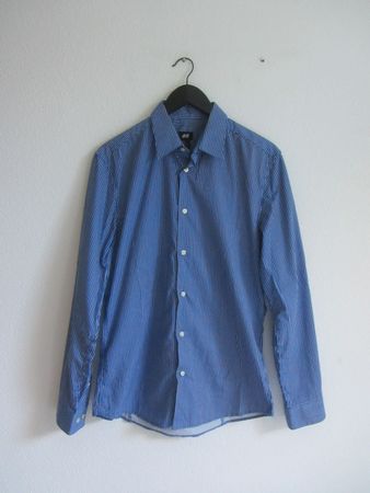 Langarm Hemd blau-weiss gestreift - M