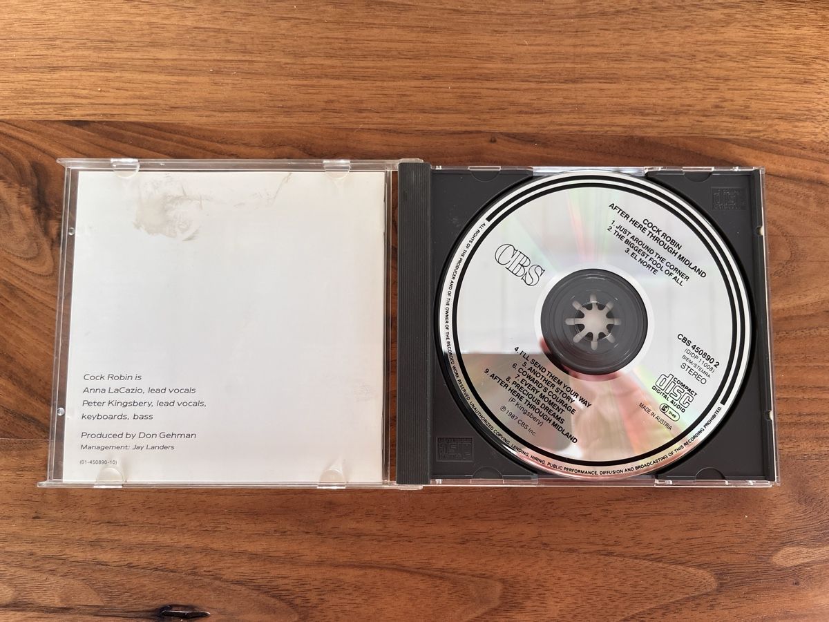 CD: CD Cock Robin - after here through Midlands – Usato da Merenschwand venduto da katerchen01 1