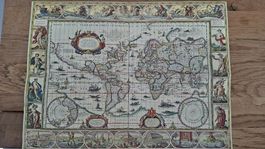 Reproduction carte Blaeu Amsterdam 1645 état moyen