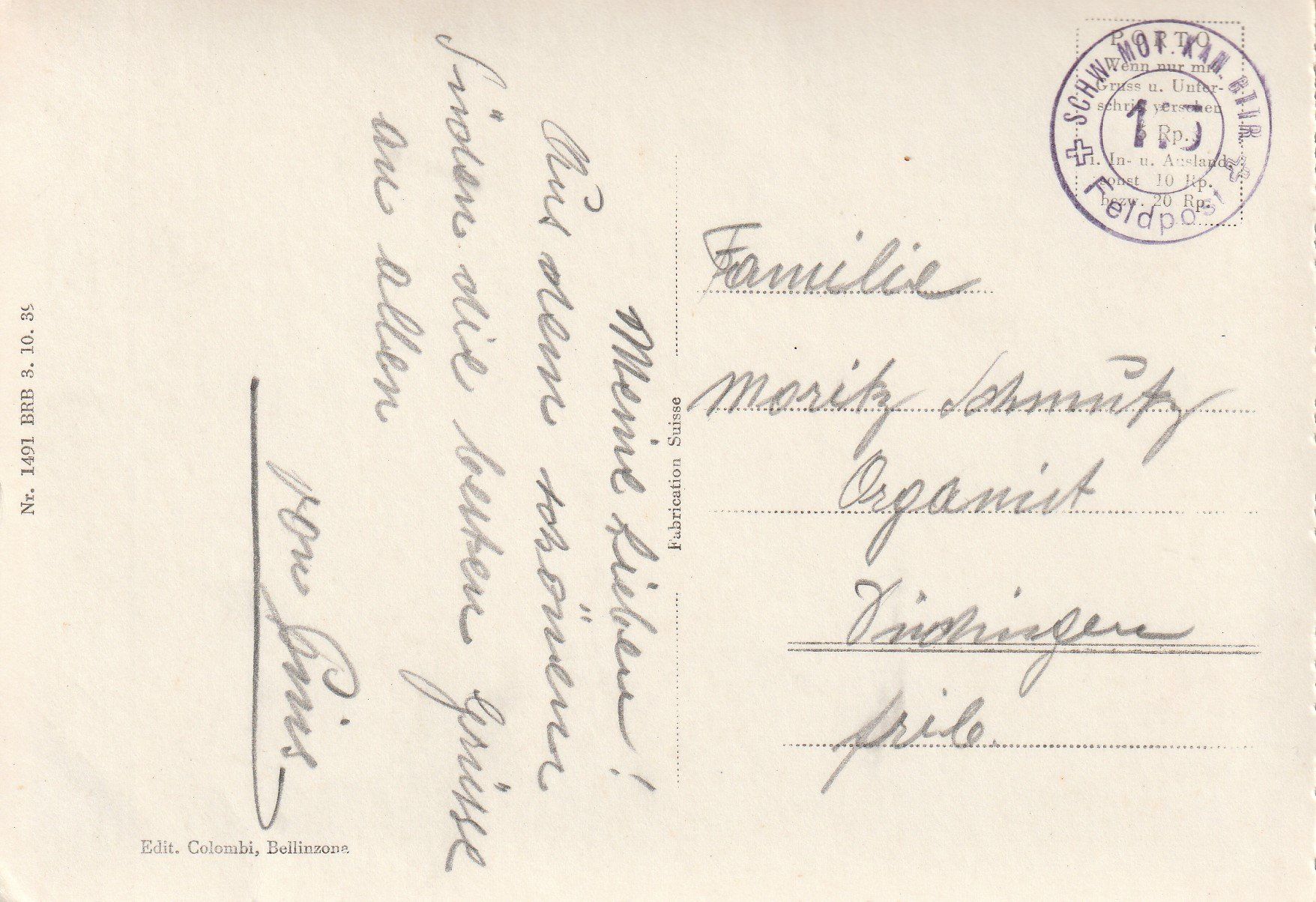 Cartoline postali: AK - Locarno-Muralto - gel. per Feldpost – Usato da Fribourg venduto da schnalla92 1