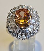 Ring Silber Farbe Orange Zirkonia Grösse 60