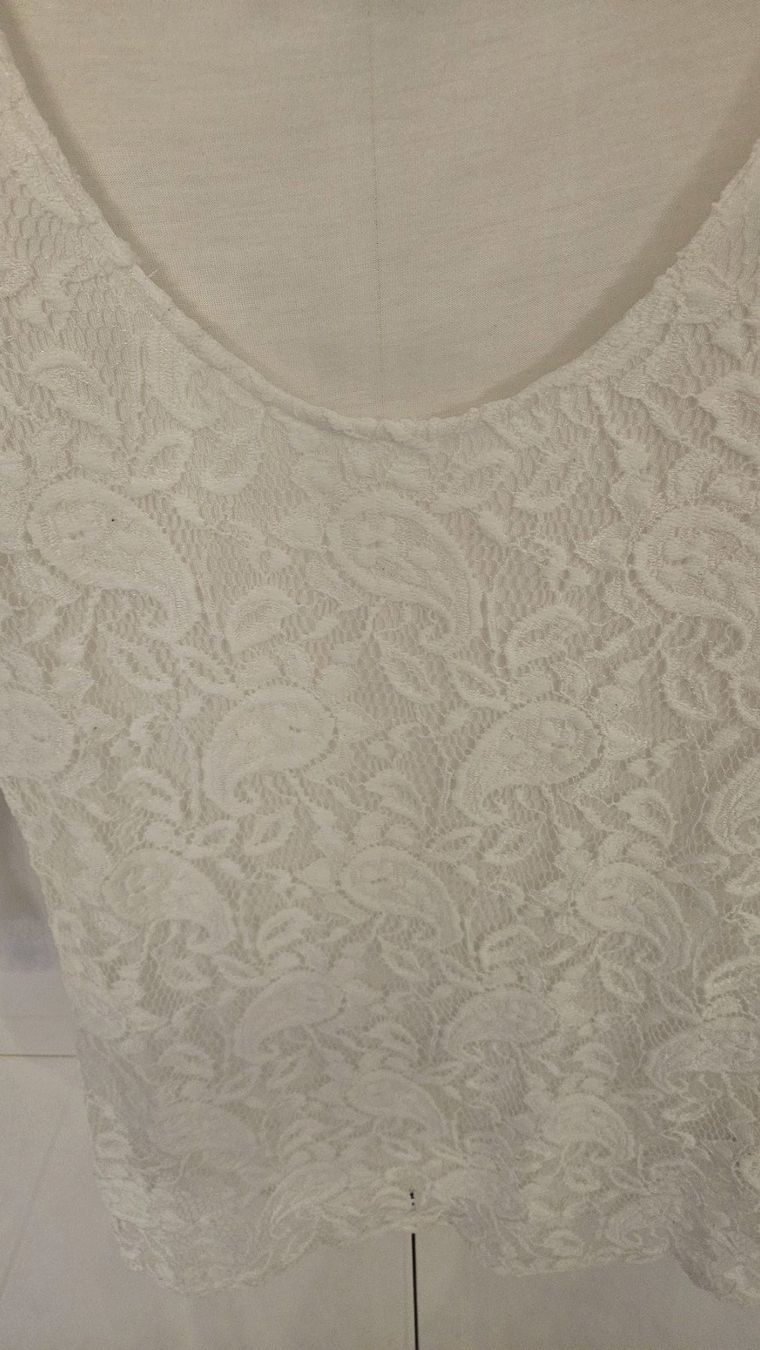 Top: Spitzentop Gr. 36 Spitze Weiss Spitzenshirt – Usato da Gossau ZH venduto da fashiontwo 5