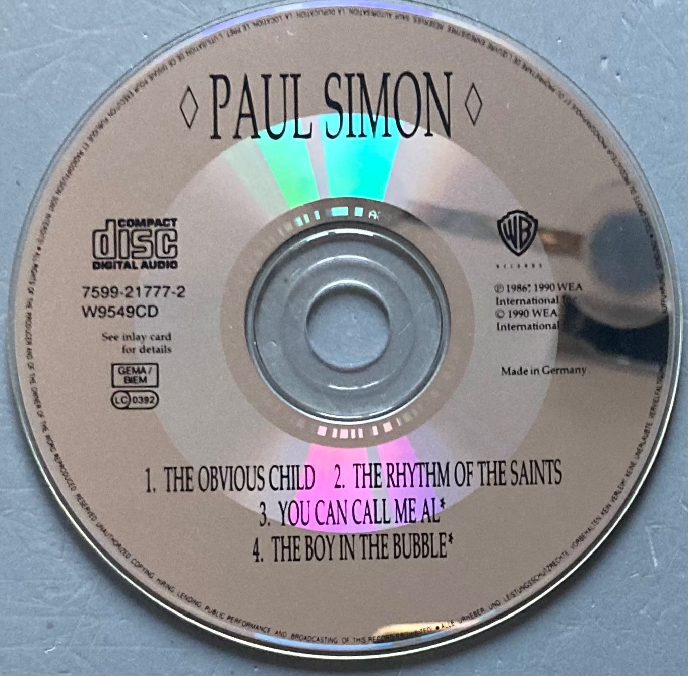 CDs: PAUL SIMON - THE OBVIOUS CHILD – D'occasion à Poliez-Pittet par Newtown-Records 1