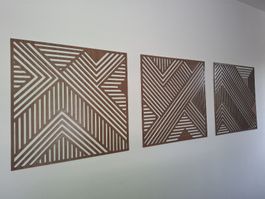 Holz Wanddekoration geometrisch 3er Set braun wie neu