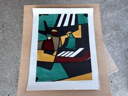 schöne alte Druckgrafik von Karl-Heinz Heuner