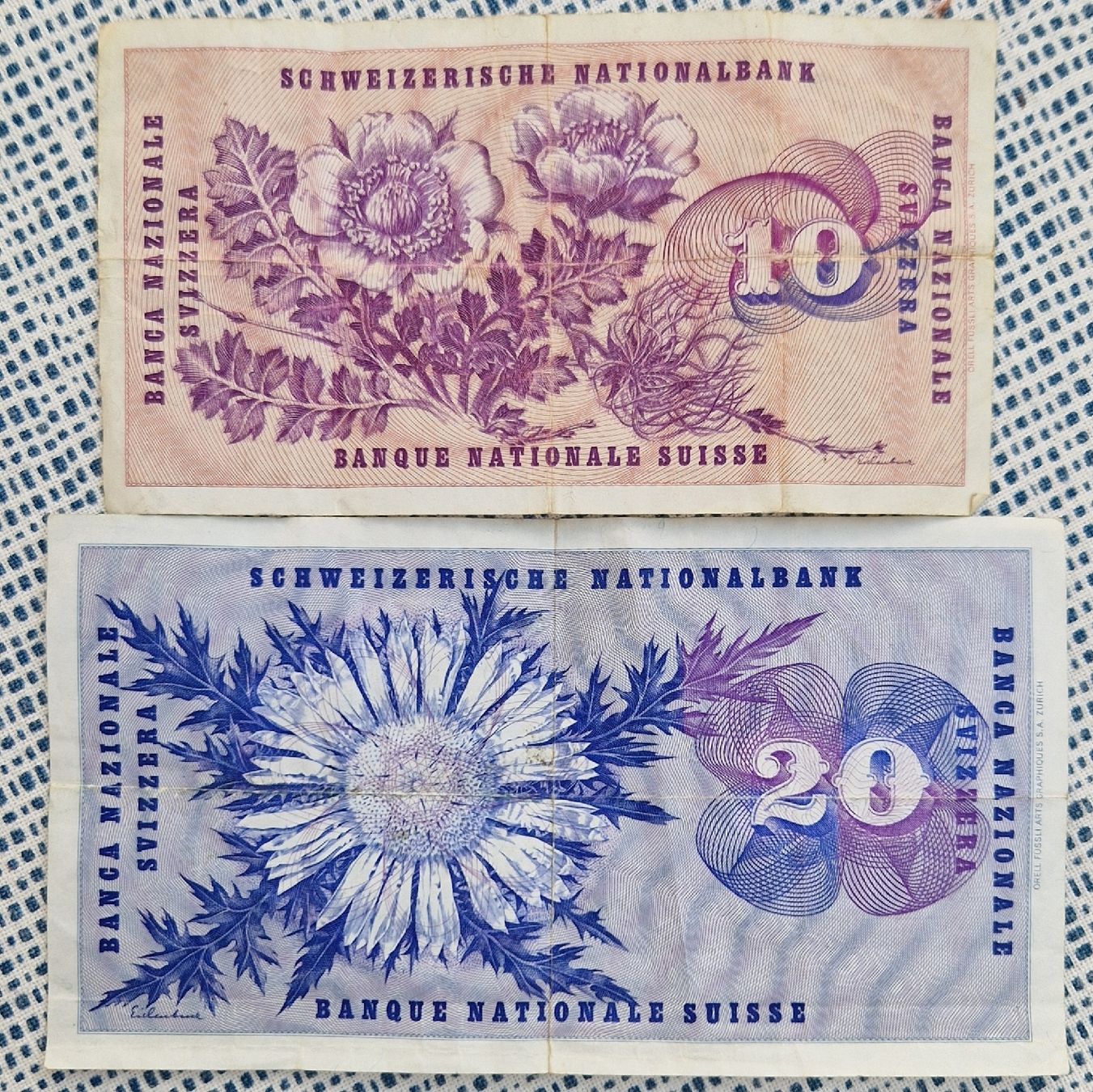 Banknoten: Alte Schweizer Banknoten 10er & 20er – Gebraucht aus Hünibach von  3