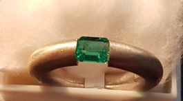 Smaragd Silber Ring Oval Grün SI Qualität Brasilien Ohne Beh