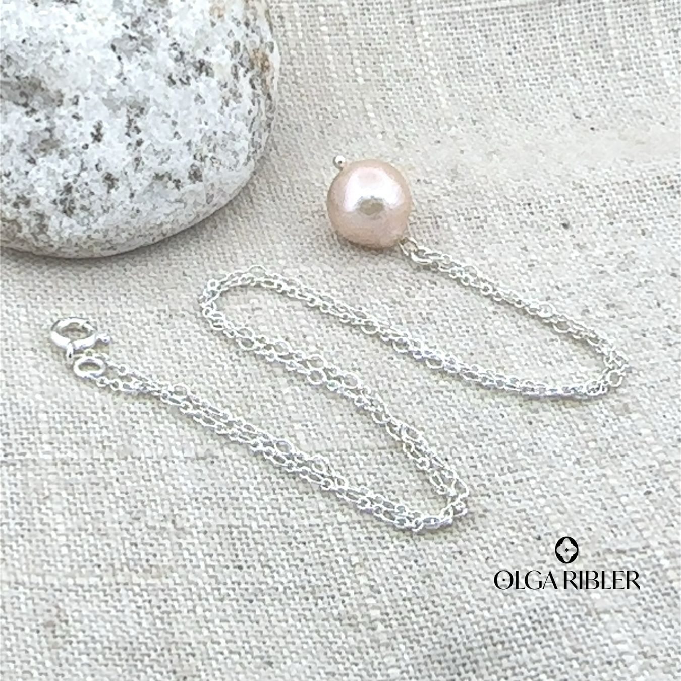 Olga Ribler Ketten: Silberkette fein 2 mm mit Süsswasser Perle 45 cm – Neu (gemäss Beschreibung) aus Luzern von Schmuckoutlet 5