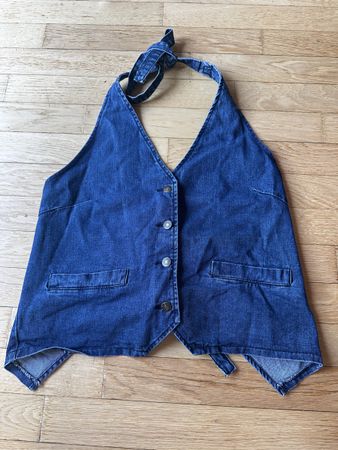 Jeans Weste Neckholder Sommer Open back Zara COS Y2K gilet 