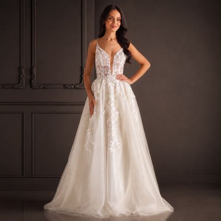 Brautkleid Spitze Tüll  Grösse 36 Farbe Lvory NEU