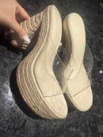 Bershka tan & cream wedgels sandal heel