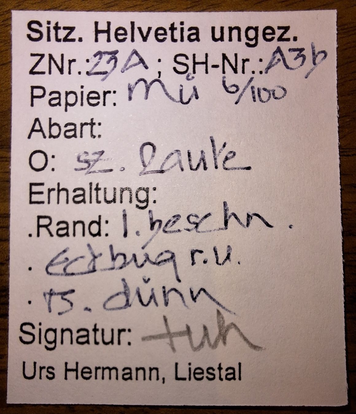 Tutti i francobolli: Strubel 23A3b mit Befund Kat. 110.- – Usato da Balgach venduto da SIMEON27 2