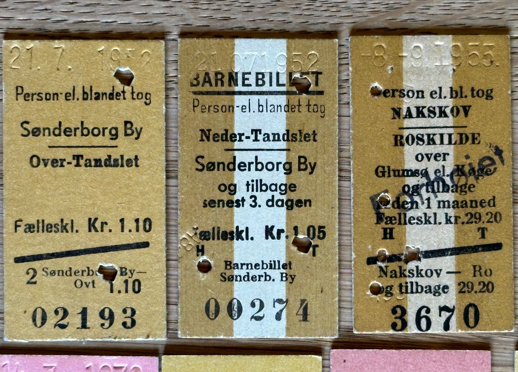 Biglietti: 11 Billette Dänemark, Tickets, Bahn, Eisenbahn ab 1952 – Usato da Seltisberg venduto da quadartswiss 1