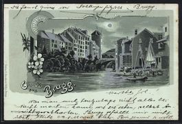 Mondschein-Lithographie Brugg, Uferparti