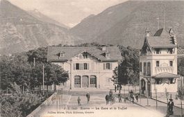 Sierre (VS) Bahnhof und Bahnhofsbuffet Alte Ansichtskarte