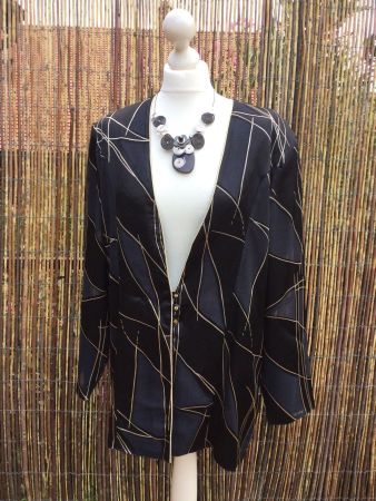 Blazer satiné noir motifs dorés TONIGHT
