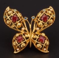 Grosse goldfarbene vintage AVON Brosche Schmetterling Strass