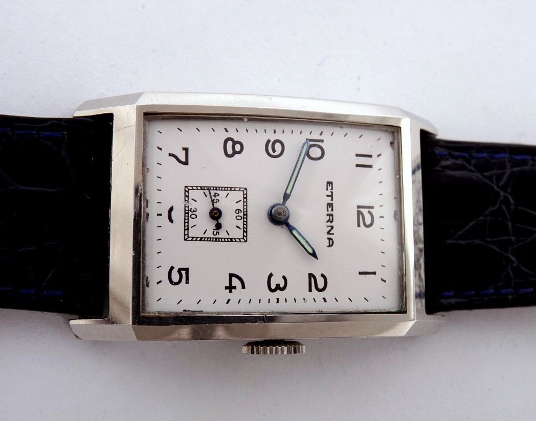 Eterna Orologi: 1940er Vintage Eterna Rectangular mechanisch – Usato da Untersiggenthal venduto da TimeandShine 2