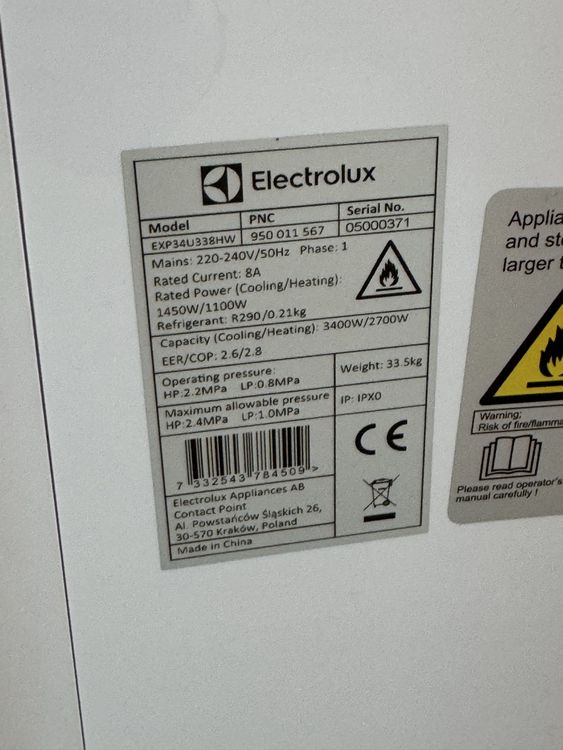 Electrolux Klimageräte: Electrolux Klimaanlage Chill Flex Pro EXP34U338HW – Gebraucht aus Wahlen b. Laufen von rca_q989 6