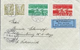 Schweiz Flugpostbrief 1935 | Salzburg | 3 Rp Paar