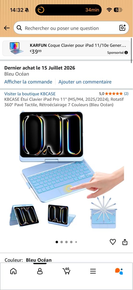 Tastiere: Clavier Rotatif KBCAS pour iPad Pro 11" Bleu Océan – Nuovo e nell'imballaggio originale da Lausanne venduto da gio_qwg7 1