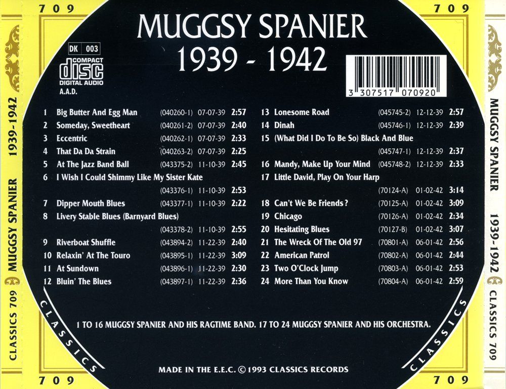 CD: Jazz-CD:  Muggsy Spanier 1939 - 1942  (Classics) – Usato da Hochfelden venduto da mue_lhm9 2