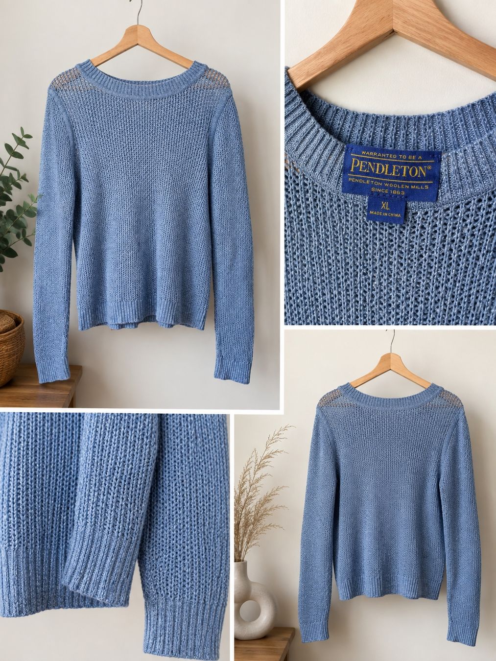 Maglioni & Felpe: Pull Pendleton bleu – maille ajourée – Usato da Malleray venduto da malvib