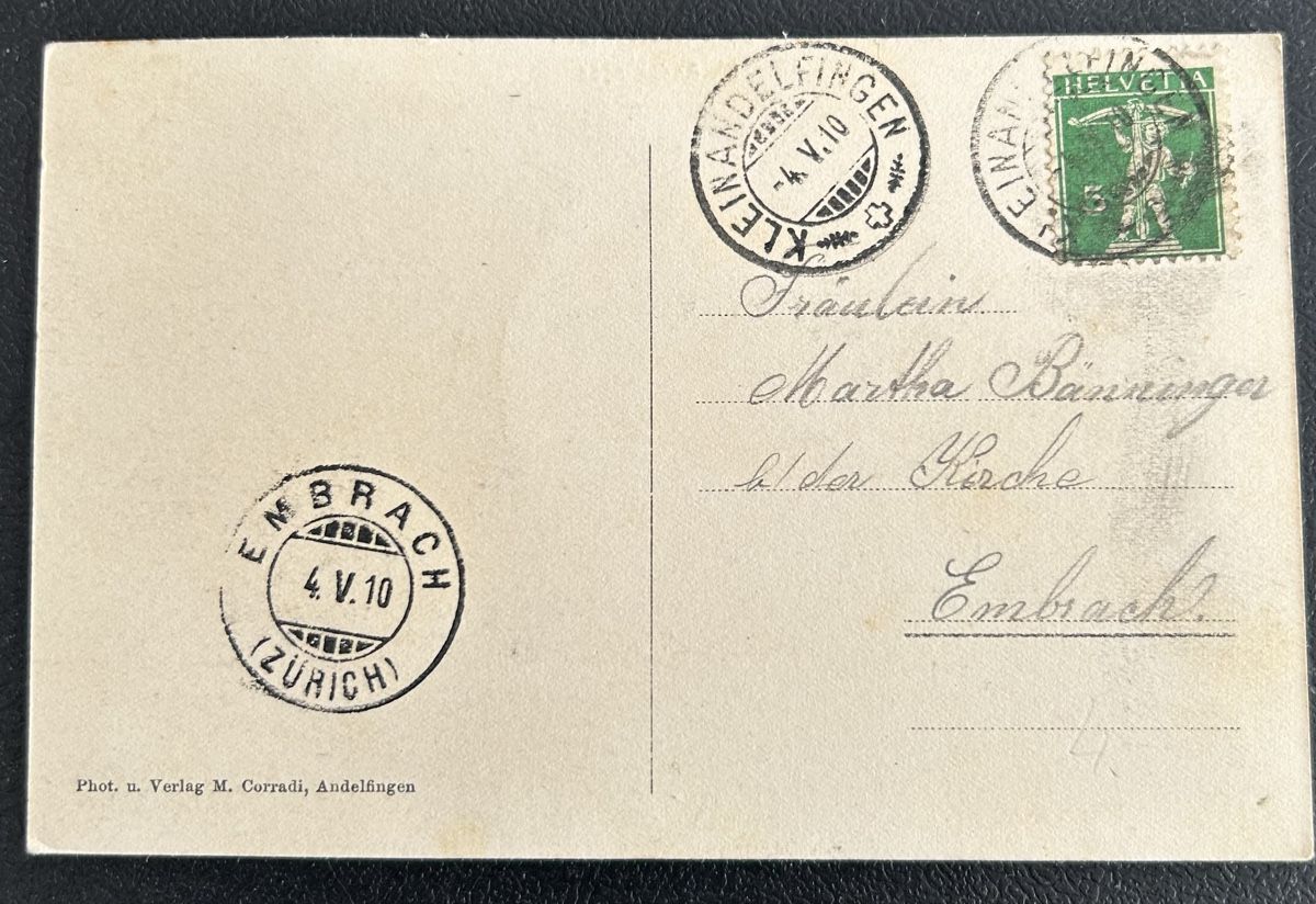 Cartoline postali: AK Andelfingen 1910 – Usato da Horw venduto da Tellbub 1
