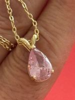 Luxus Elegante Zirkonia Kette Farbe : Gold / Rosa