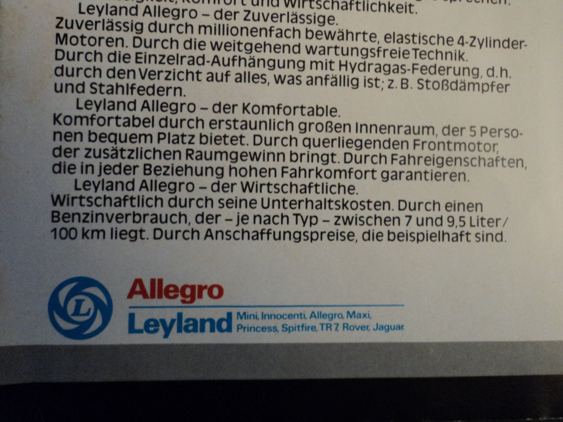Austin Documenti: Prospekt Werbung Austin Allegro 1977 – Usato da Schwarzenburg venduto da modelCARama 3