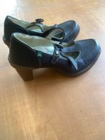 El Naturalista Damenschuhe Leder blau-schwarz – 5 cm Absatz