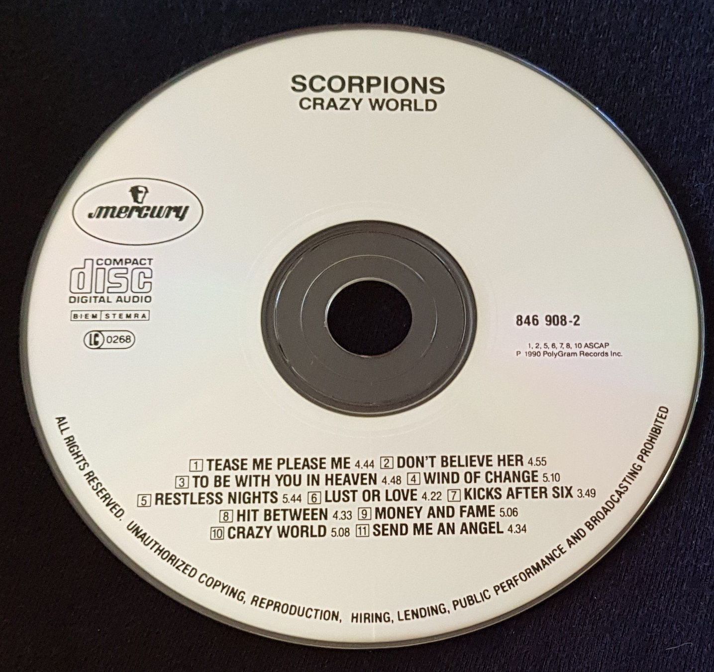 CD: Scorpions – Crazy World - CD - 1990 - Mercury – Usato da Uster venduto da Zardodel 2