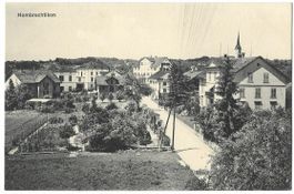 HOMBRECHTIKON: Quartierstrasse mit Gartenanlage ~1910
