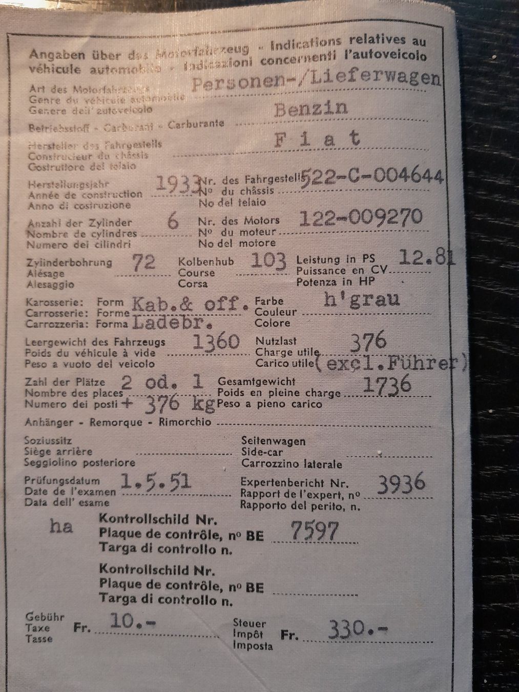 Dokumente: Alter Fahrzeugausweis – Gebraucht aus Scheuren von gecko67 1
