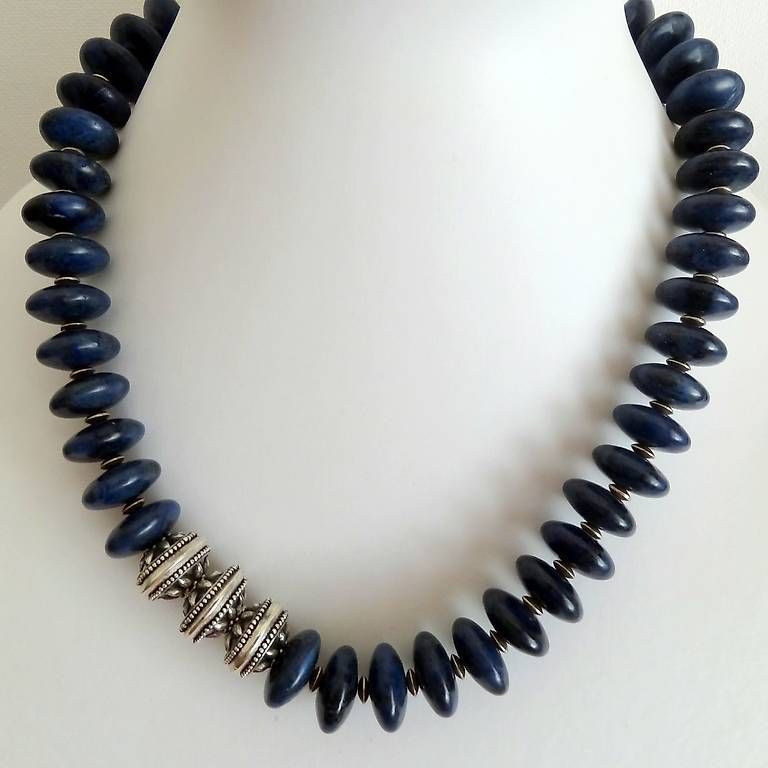 Catenine: Dumortierit Collier mit handgefertigten 925 Silberperlen – Nuovo (secondo la descrizione) da Locarno venduto da Sicabe
