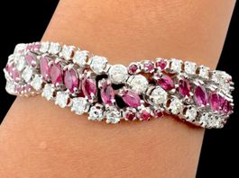 Rubine 6.2c Diamanten 7.8c Armband 18k WG Länge 18cm *S2075