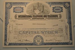 Aktie International Telephone and Telegraph  No. D 295116